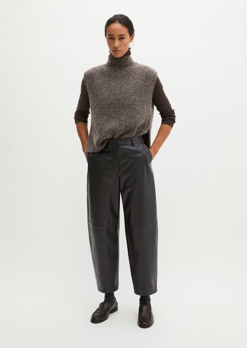 Regular-Fit Leather Pants — Black