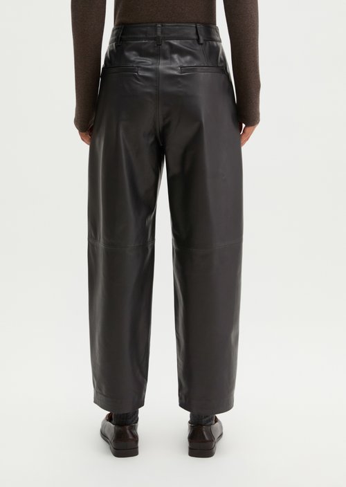 Regular-Fit Leather Pants — Black