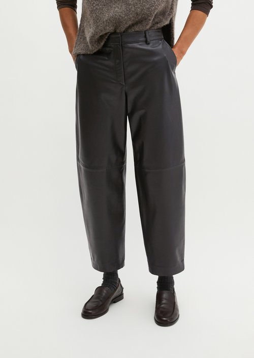 Regular-Fit Leather Pants — Black