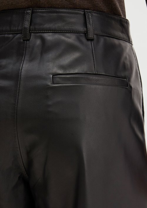 Regular-Fit Leather Pants — Black