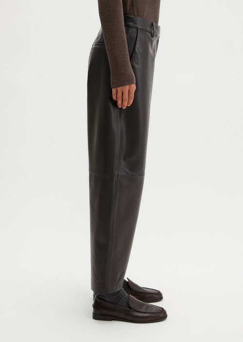 Regular-Fit Leather Pants — Black
