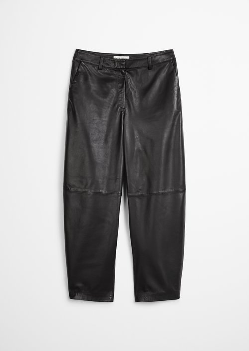 Regular-Fit Leather Pants — Black