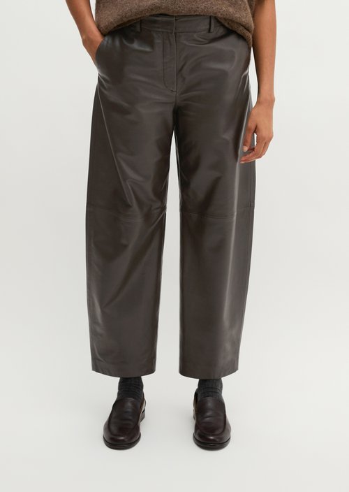 Regular-Fit Leather Pants — Deep Chocolate