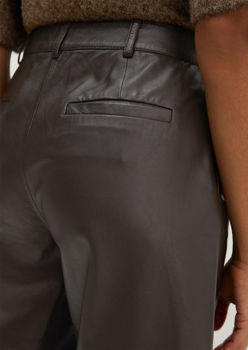 Regular-Fit Leather Pants — Deep Chocolate
