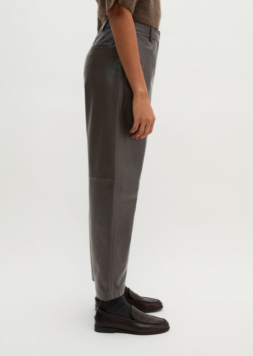 Regular-Fit Leather Pants — Deep Chocolate
