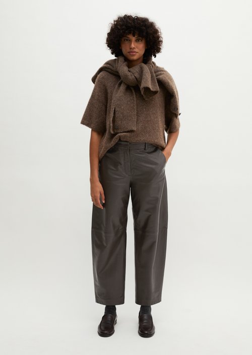 Regular-Fit Leather Pants — Deep Chocolate