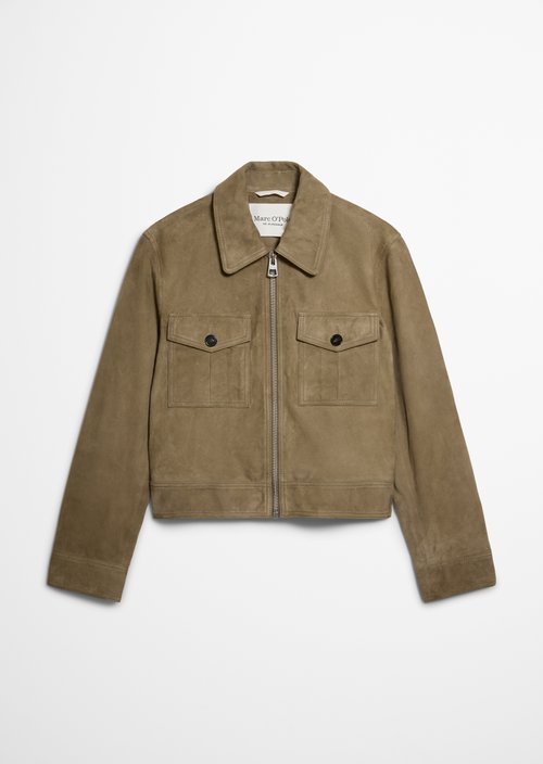 Regular-Fit Suede Jacket — Milky Brown