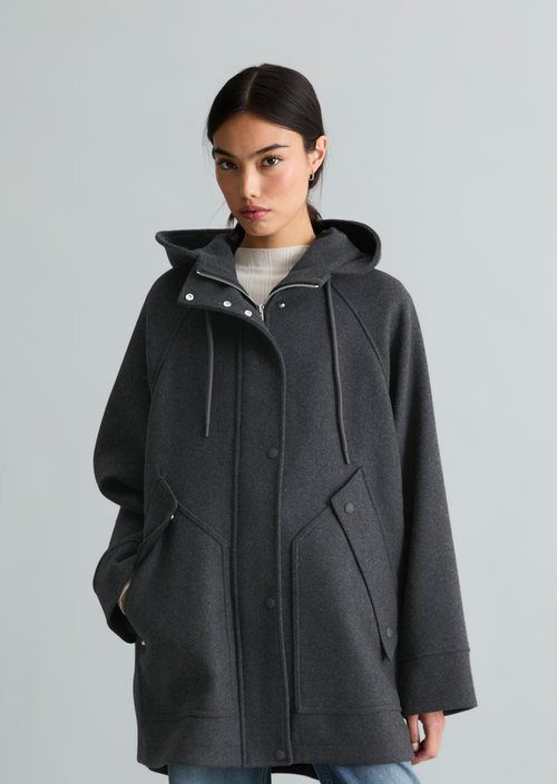 Regular-Fit Wool Parka — Anthra Melange