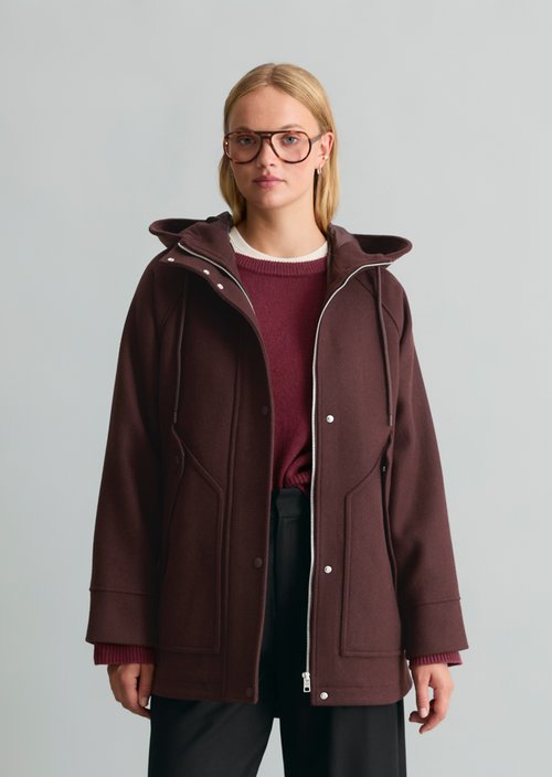 Regular-Fit Wool Parka — Espresso Brown
