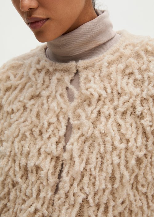 Cropped Fringed Cardigan — Light Stone Melange
