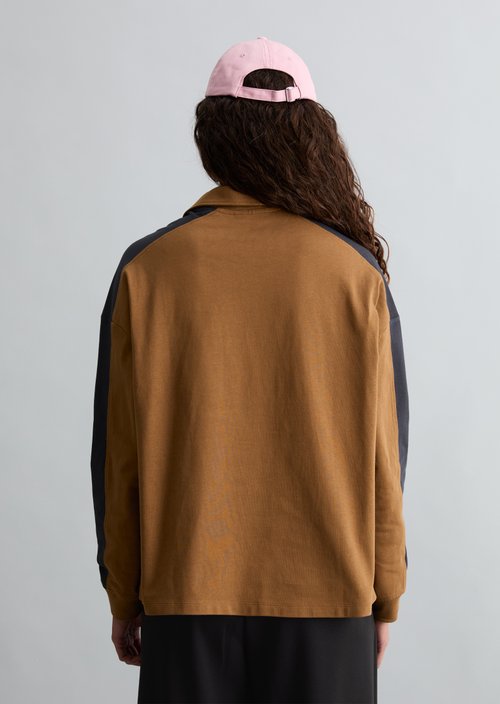 Loose-fitting long-sleeve polo shirt — Old Copper