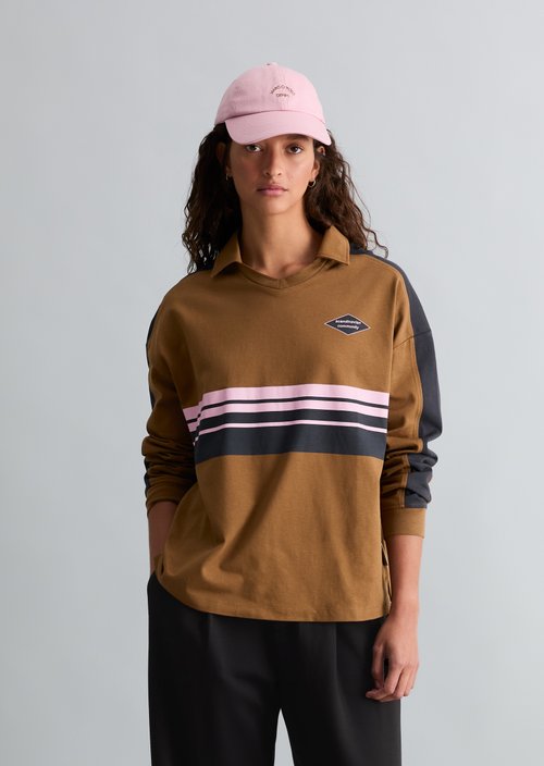 Loose-fitting long-sleeve polo shirt — Old Copper