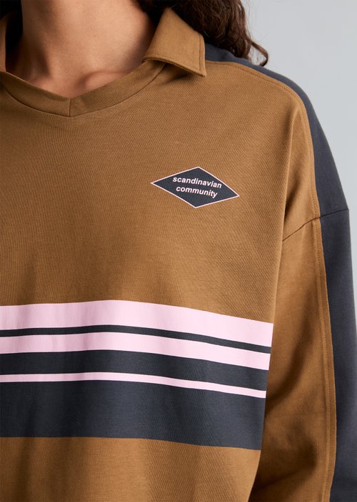 Loose-fitting long-sleeve polo shirt — Old Copper