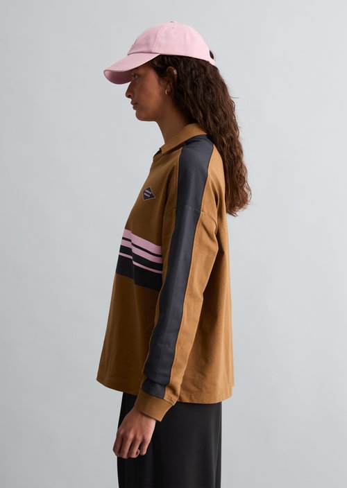Loose-fitting long-sleeve polo shirt — Old Copper
