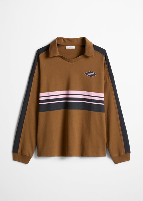 Loose-fitting long-sleeve polo shirt — Old Copper