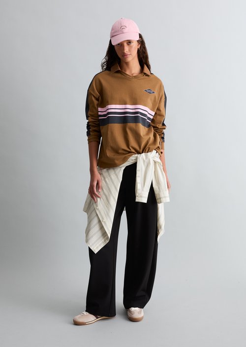 Loose-fitting long-sleeve polo shirt — Old Copper