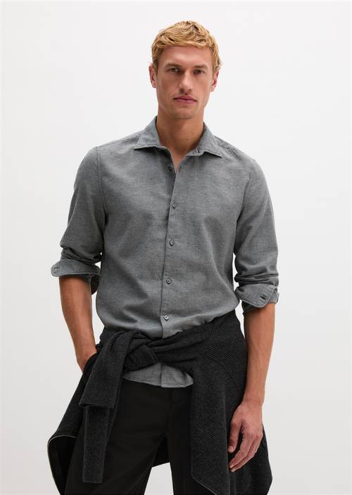 Flanell-Hemd shaped Medium Grey in Frontalansicht