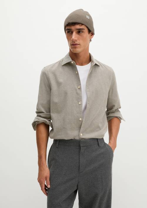Flannel Shirt-Style Light Beige in front view