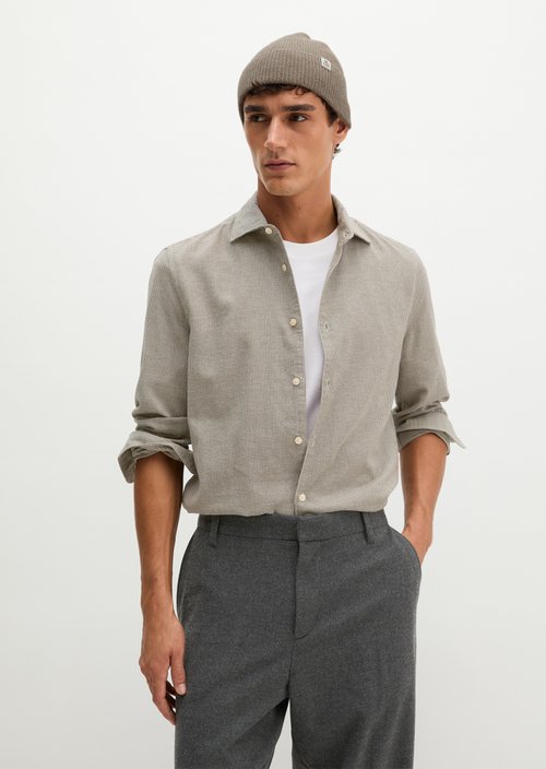 Flannel Shirt-Style — Light Beige