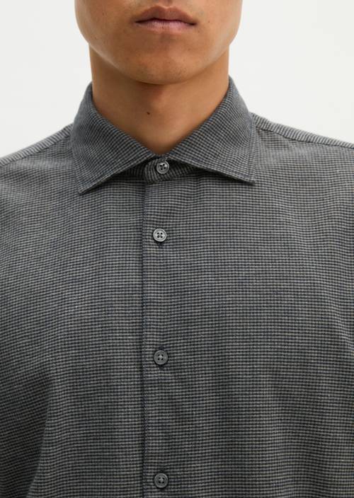 Flanellen overhemd-model Dark Blue in detailaanzicht