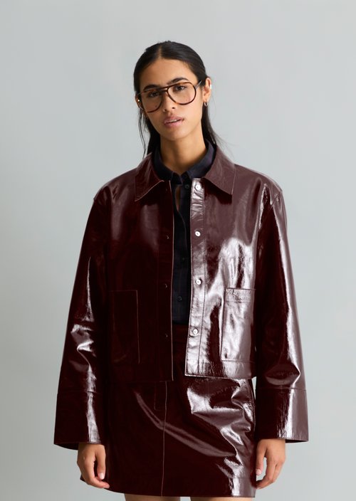 Glossy Leather Jacket, Regular Fit — Rhubarb Jam