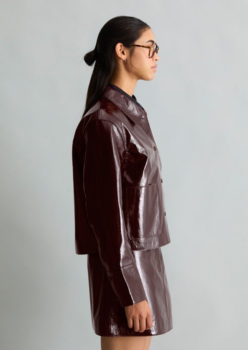 Glossy Leather Jacket, Regular Fit — Rhubarb Jam
