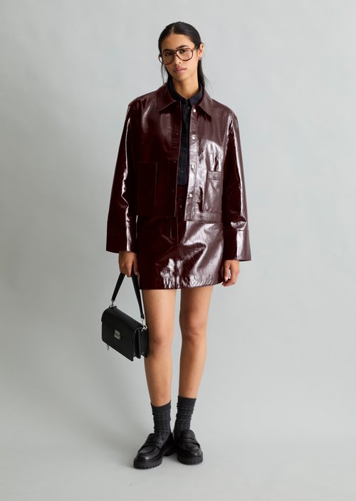 Glossy Leather Jacket, Regular Fit — Rhubarb Jam