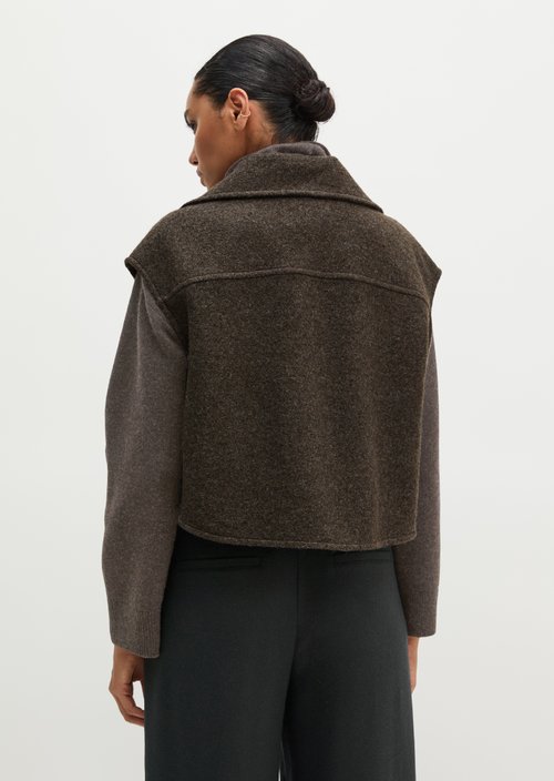 Cropped Outdoor Vest — Stone Brown Melange