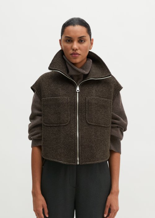 Cropped Outdoor Vest — Stone Brown Melange