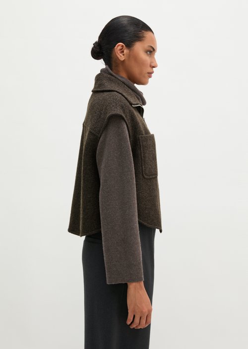 Cropped Outdoor Vest — Stone Brown Melange