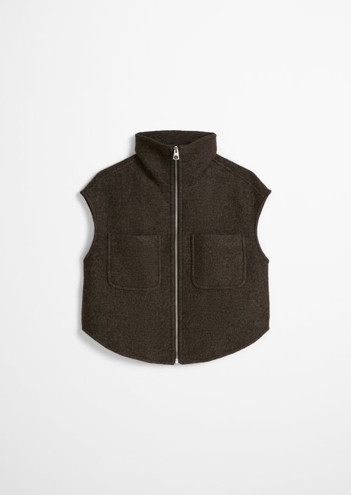 Cropped Outdoor Vest — Stone Brown Melange