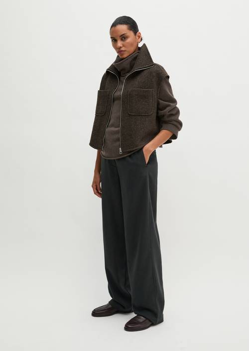 Outdoor-Weste cropped Stone Brown Melange in Frontalansicht