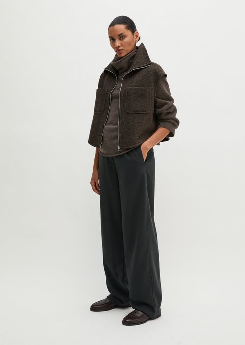 Cropped Outdoor Vest — Stone Brown Melange