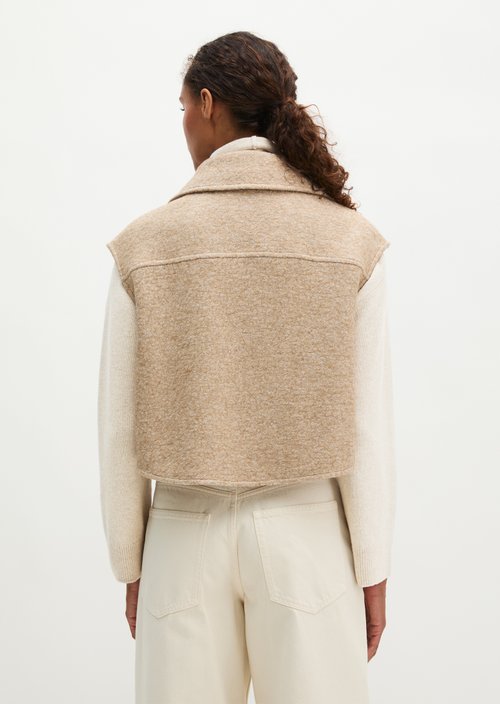 Cropped Outdoor Vest — Light Stone Melange