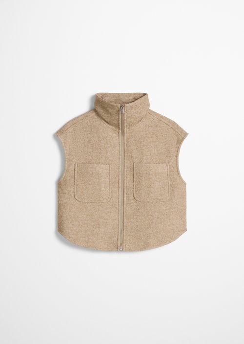 Cropped Outdoor Vest — Light Stone Melange