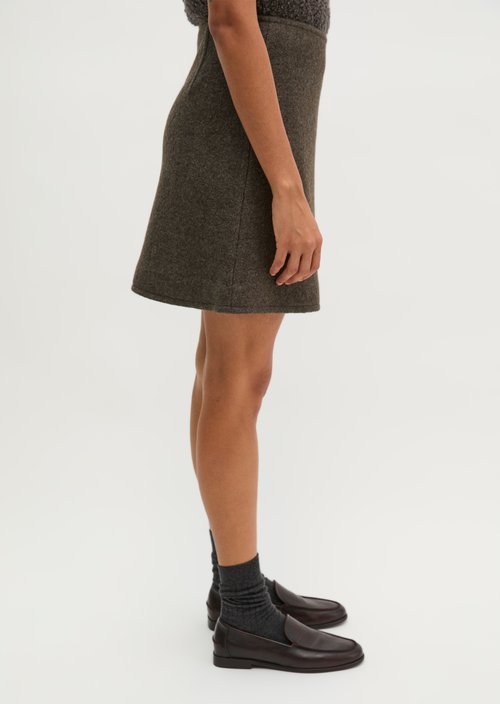 Regular-Fit Mini Wrap Skirt — Stone Brown Melange