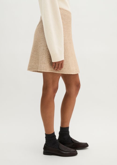 Regular-Fit Mini Wrap Skirt — Light Stone Melange
