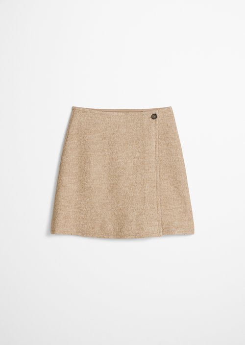 Regular-Fit Mini Wrap Skirt — Light Stone Melange