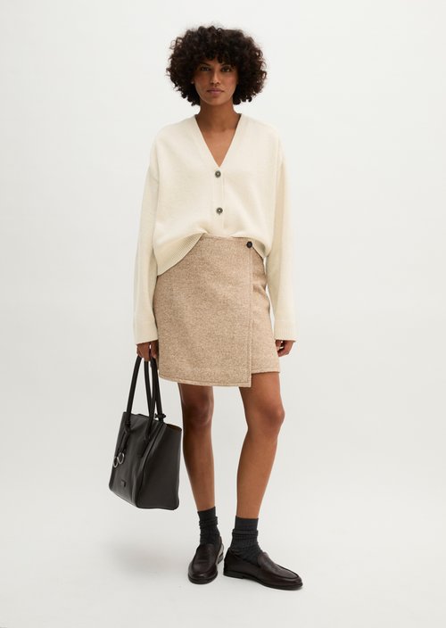 Regular-Fit Mini Wrap Skirt — Light Stone Melange