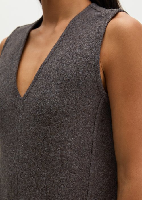 Relaxed-fit sleeveless mini dress — Stone Brown Melange