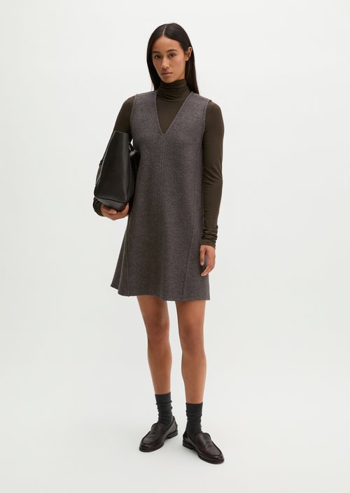 Relaxed-fit sleeveless mini dress — Stone Brown Melange