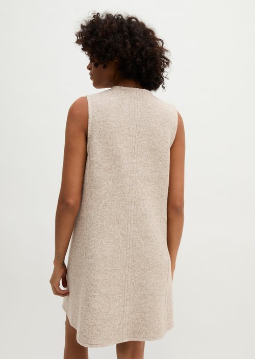 Relaxed-fit sleeveless mini dress — Light Stone Melange