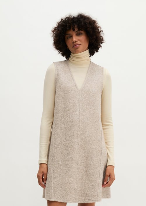 Relaxed-fit sleeveless mini dress — Light Stone Melange