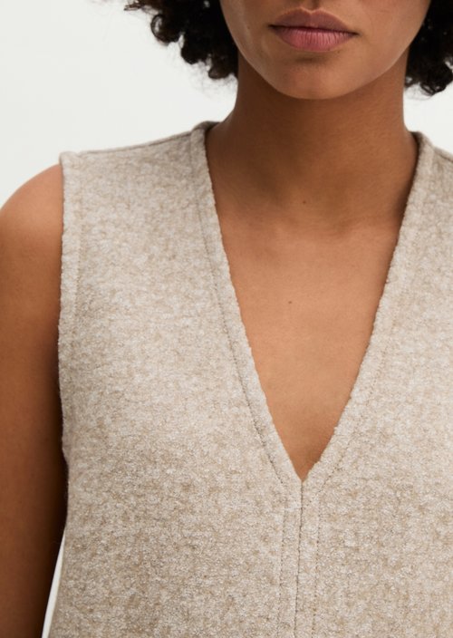 Relaxed-fit sleeveless mini dress — Light Stone Melange