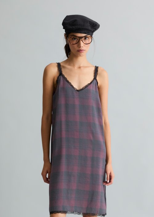 Printed Straight Lingerie Dress — Black