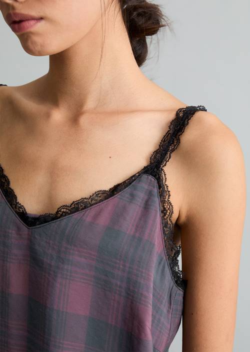Printed Straight Lingerie Dress Black in detail view