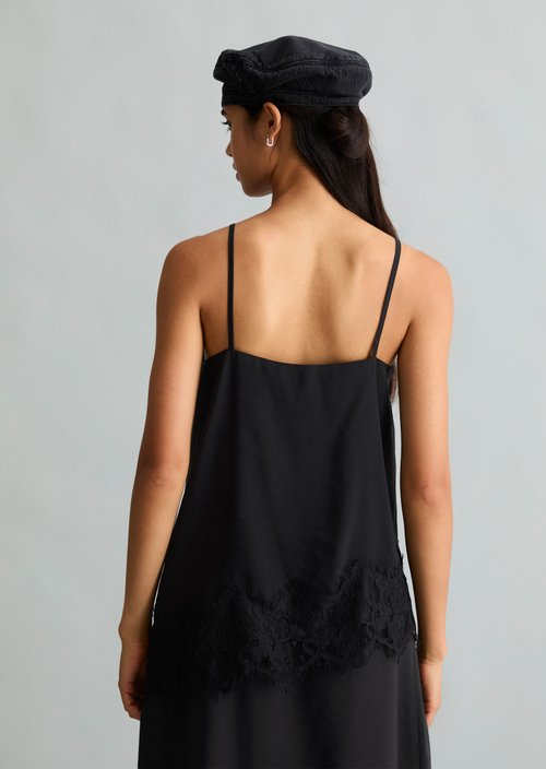 Lingerie Lace Top, Regular Fit — Black