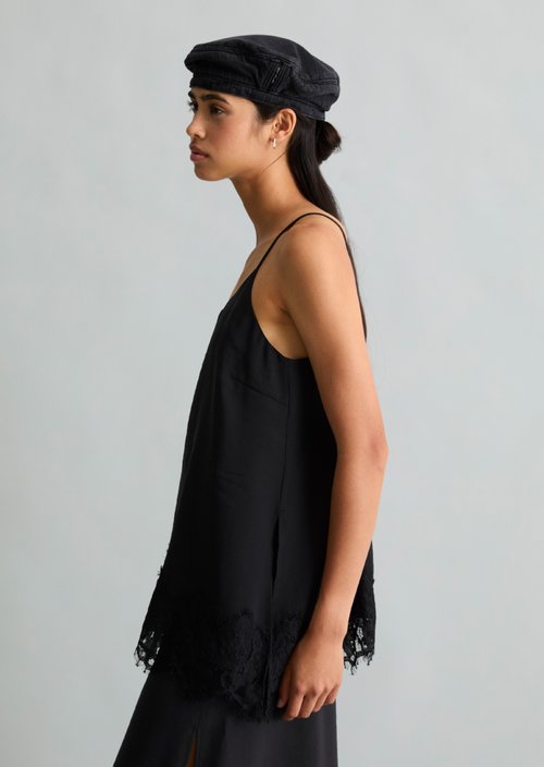 Lingerie Lace Top, Regular Fit — Black