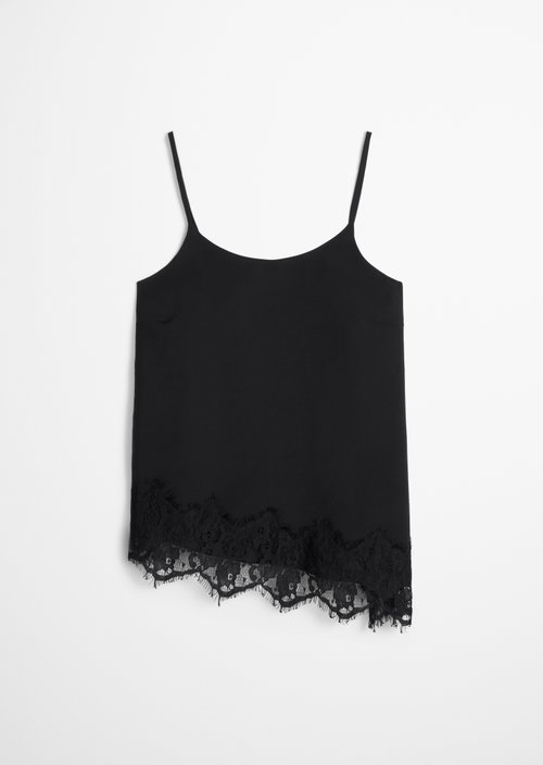 Lingerie Lace Top, Regular Fit — Black
