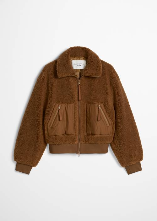 Regular-Fit Teddy Jacket Old Copper in isolated view without model